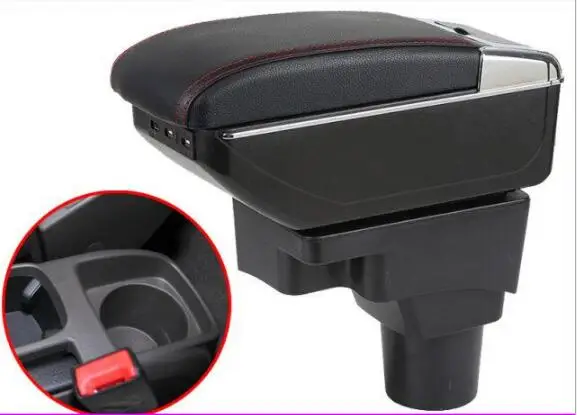 Leather Car Center Console Armrests Storage Box for Kia Forte K2 Rio 2009~2017