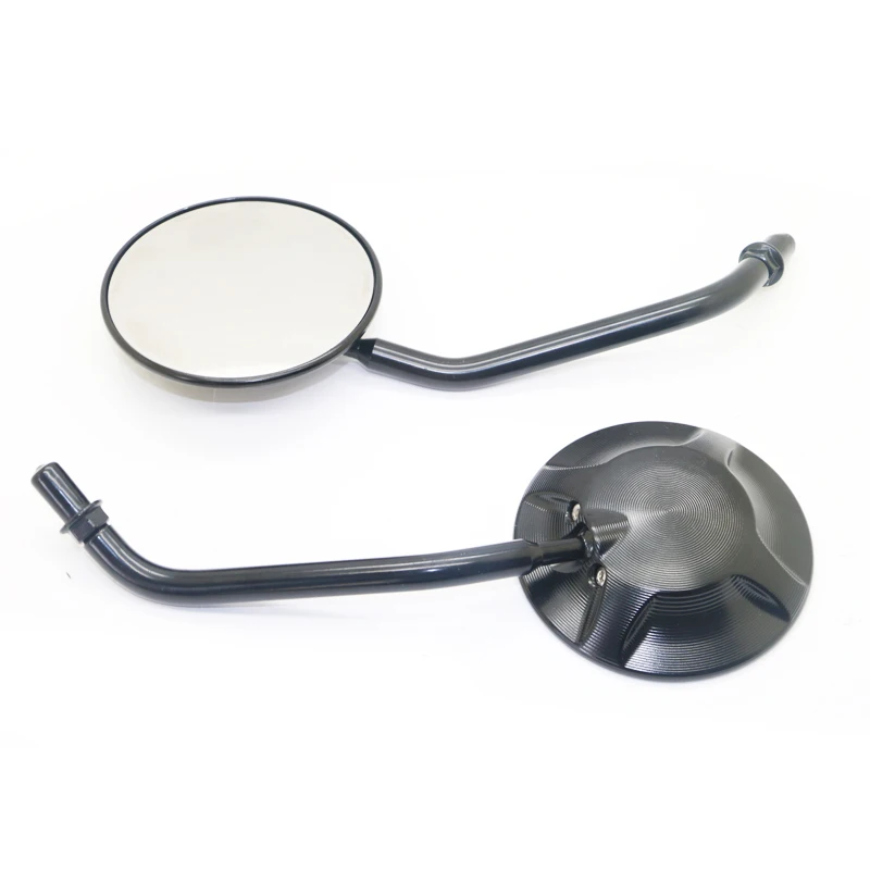 CNC Aluminum Black Convex Glass Round Motorcycle Rearview Mirrors