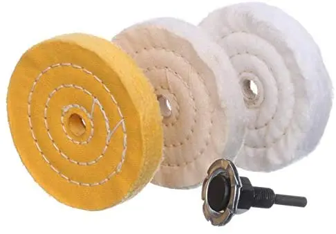White and yellow grinding tools polishing jewelry with cotton cloth wheels polishing wheel jewelry