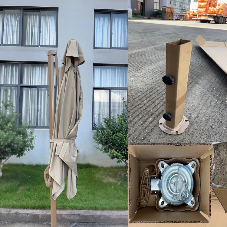 Uplion Big Roma umbrella  Double Top Garden patio Umbrella Aluminum Side Pole with Crank Cross Base Waterproof UV Protection