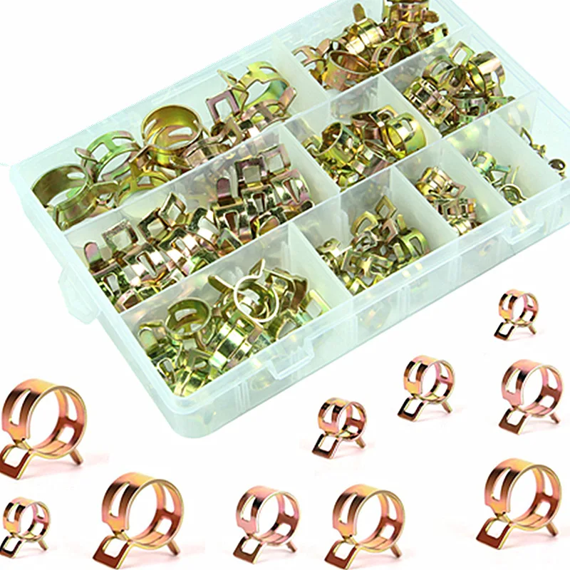 C0696 100pcs 6-22mm Double Wire Spring Clamp Fuel Pipe Hose Clamp Water Pipe Air Pipe Silicone Vacuum Hose  auto fastener & clip