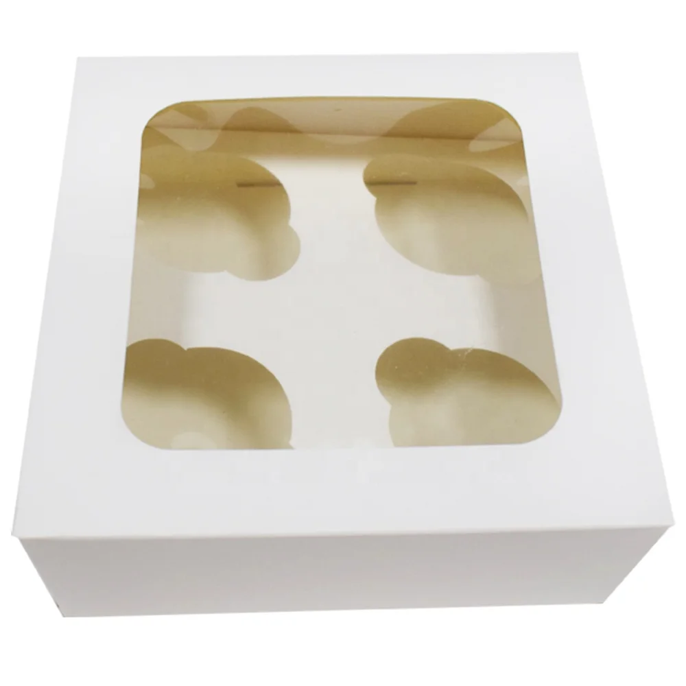 Manufacturer wholesale custom food bakery cup cake packing box kraft paper cupcake box with window