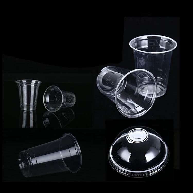 Disposable PET Cup Logo Printed Coffee and Drink Plastic Cup U Shape 12 16 20 24oz PP PET Clear Disposable Plastic Cup With Lids
