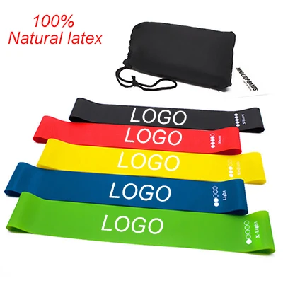 Zhl1103 резиновые ленты для фитнеса с логотипом на заказ, комплект эластичных лент из 5 розовых латексов