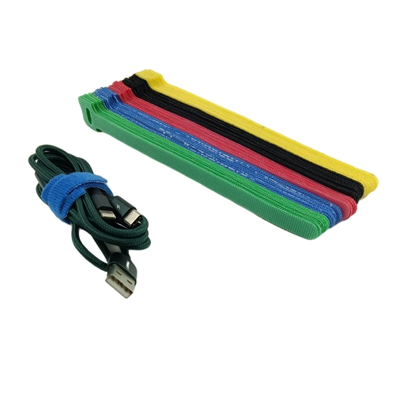 Colorful nylon hook and loop cable strap