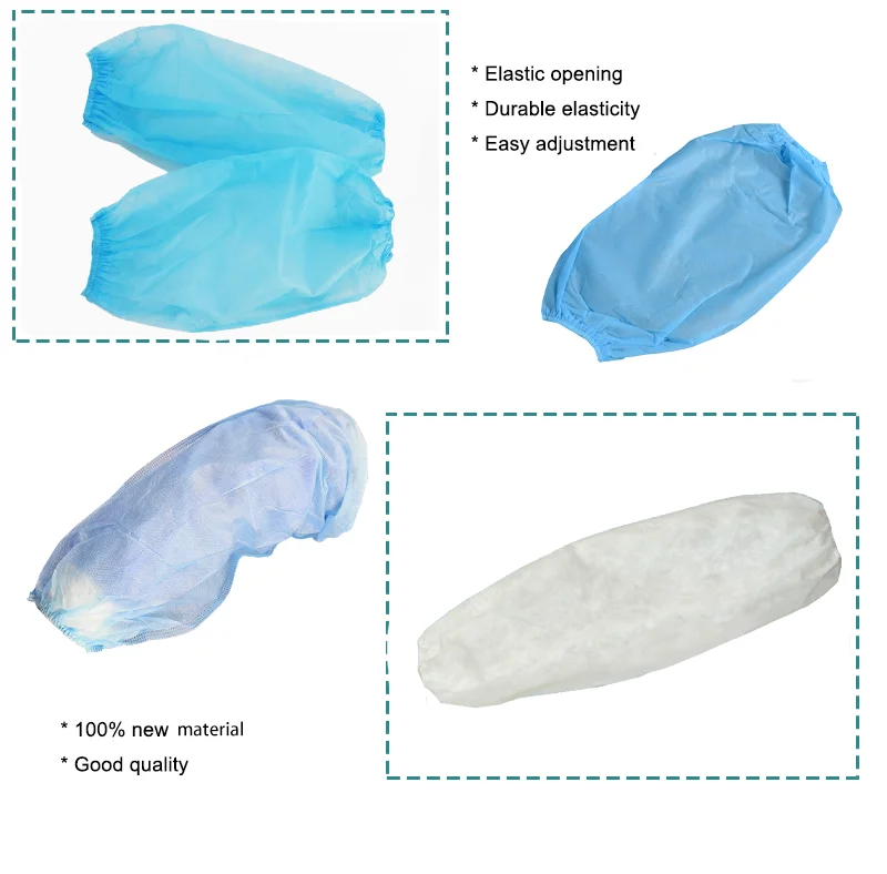Disposable Over sleeve Disposable Blue Nonwoven Polyethylene Arm Sleeve Cover With Elastic Cuff
