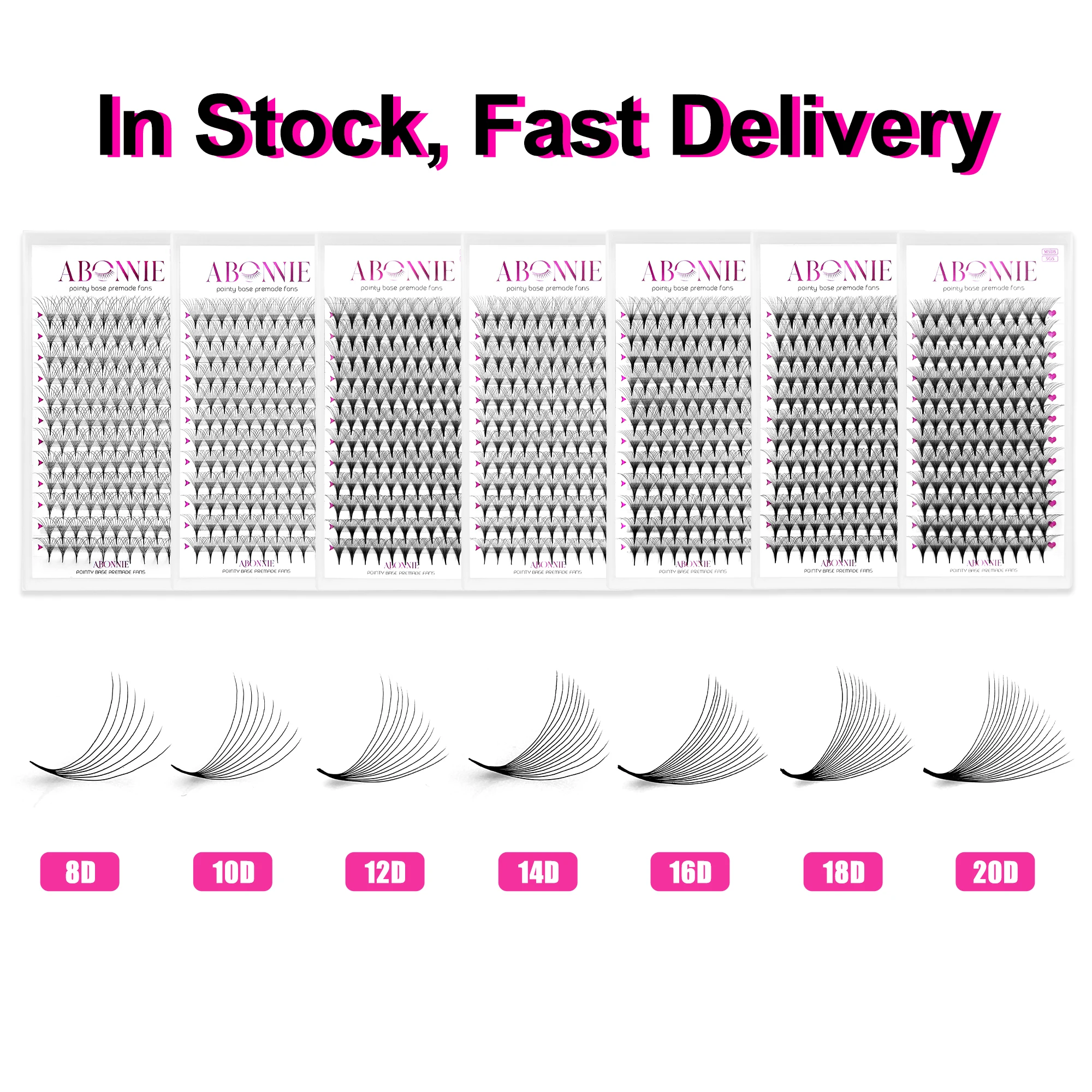 Abonnie 8-18Mm C D Curl Premade Fan Las Extensiones Korea Pbt Fiber 18D 20D Narrow Promade Fans Pre Made Lash Fans