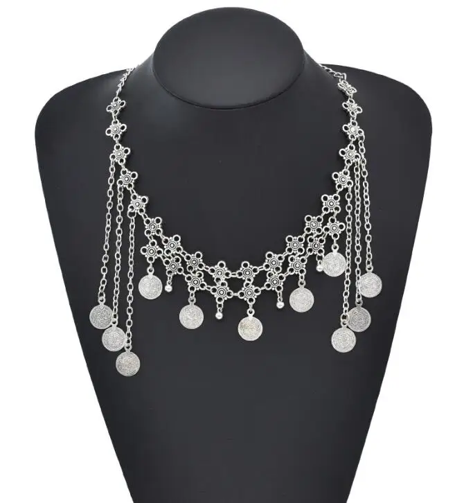 Maang Tikka Women Gold Silver Coins Ball Tassel Belly Dance Head Chain Costume Gypsy Jewelry