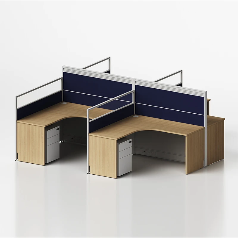Commercial Office Furniture Modern Wooden 4 seater Office Desk Call Center Modular L Shape Workstation Office Table