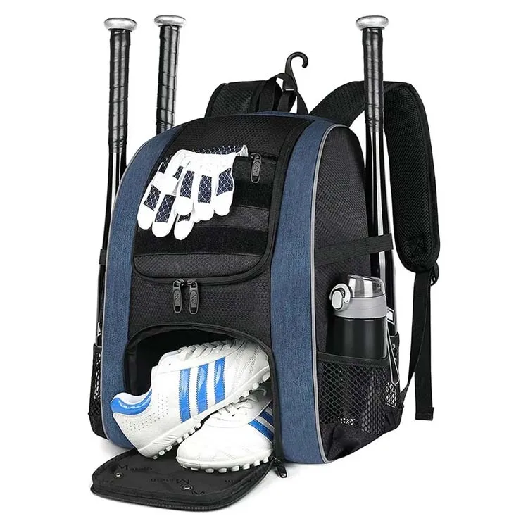 Factory Custom Outdoor Sport Baseball Bat Bag Baseball Equipment Storage Backpack With Shoe Compartment