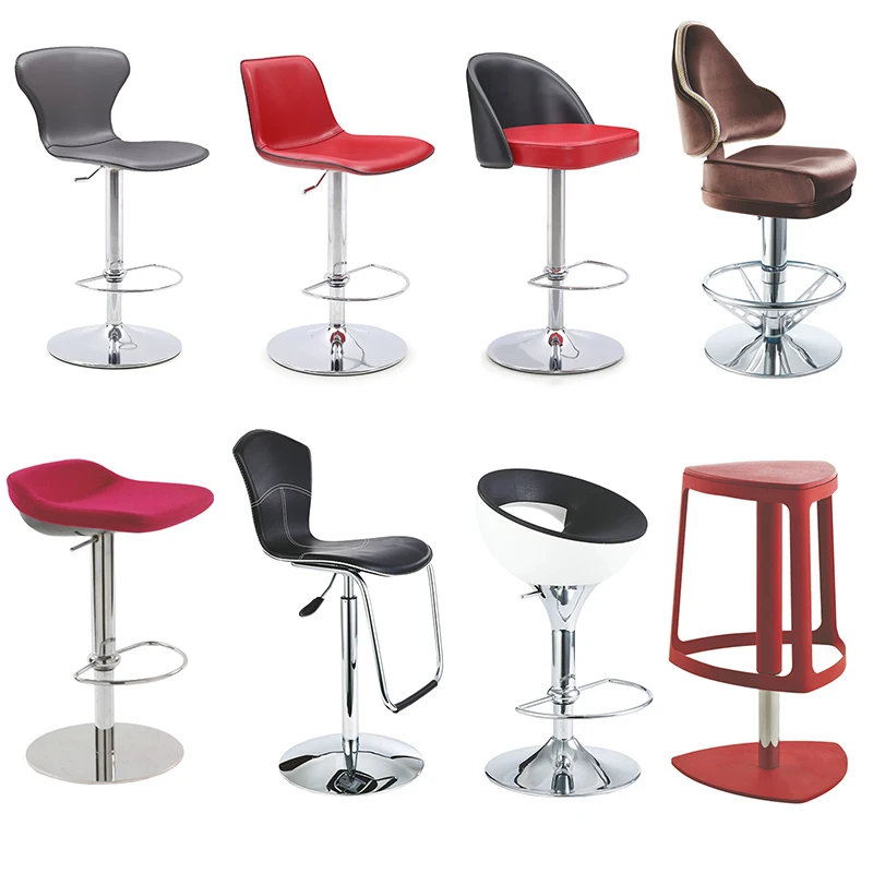 Manufacture custom logo metal base adjustable swivel kitchen bar chair counter bar stool with high back