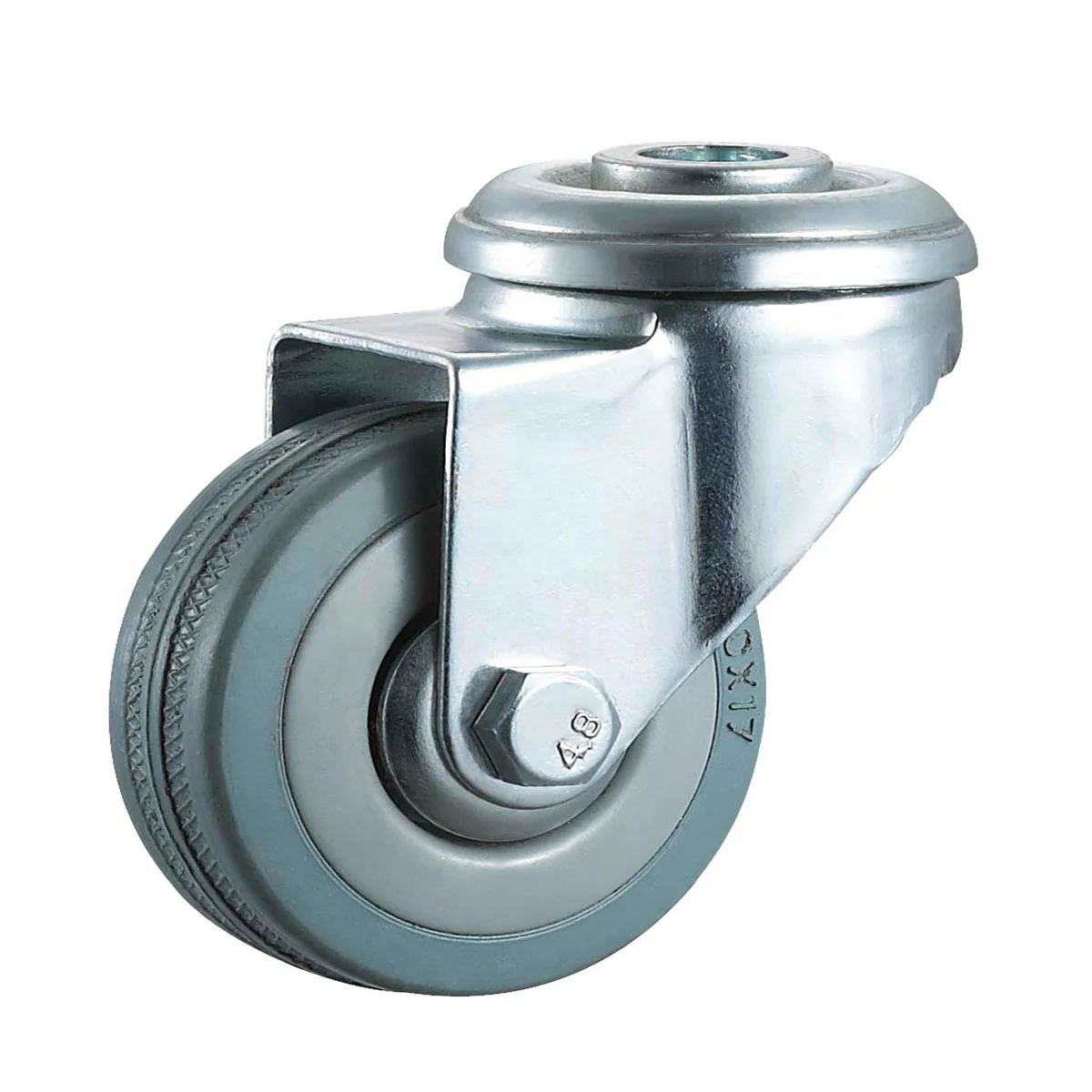 Industrial castors 2 inch swivel metal shelf casters small grey rubber wire shelving wheels bolt hole type