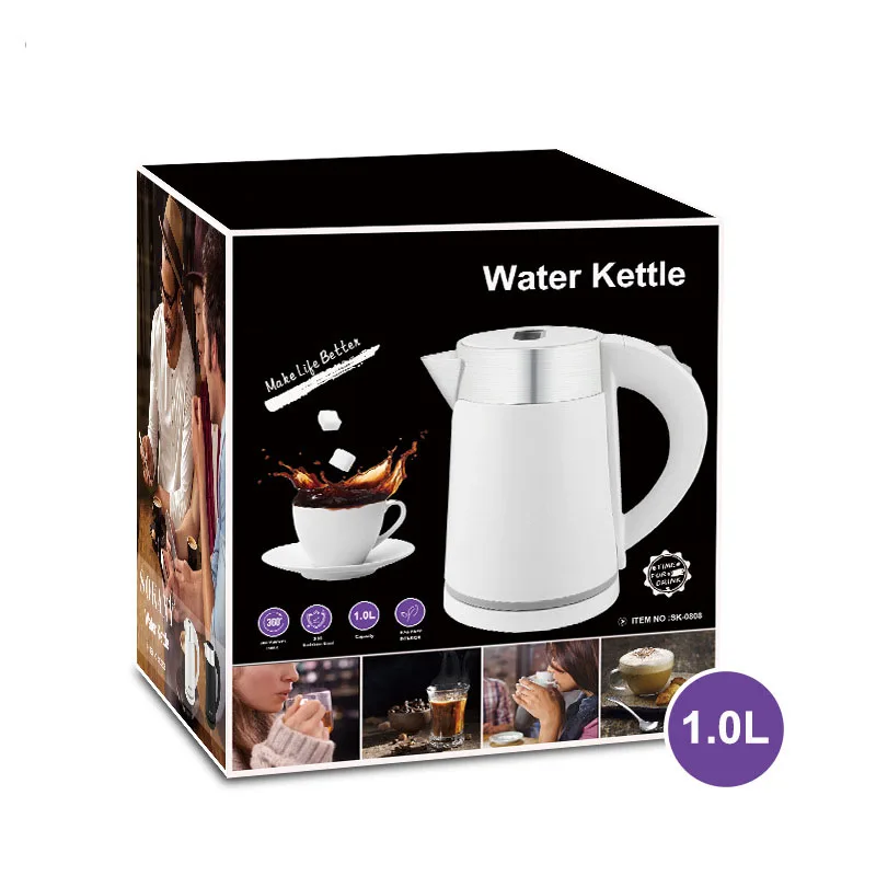 Европейские правила пластиковый внешний корпус чайник из нержавеющей стали черный классический дорожный электрический