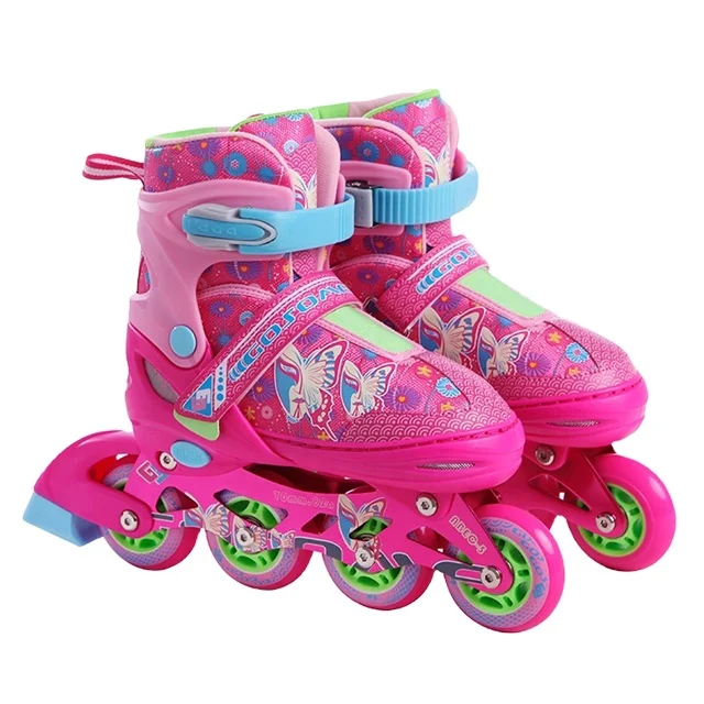 1GOSOME Flashing Professional Roller Skates Skate and Patines for Kids Back Adjustable PU Wheel 70*24 6pairs/ctn EN13843, EN71