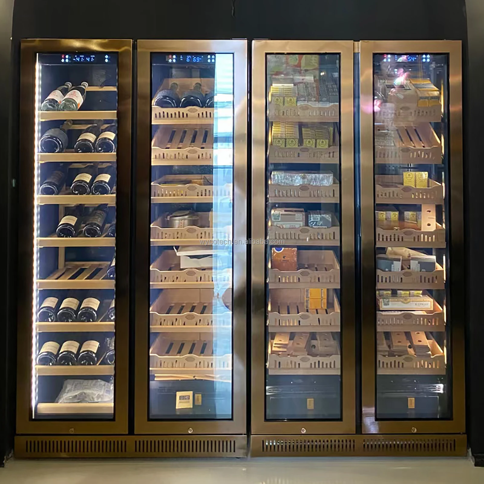 Real Constant Humidity and Temperature Customized Spain Cedar Wood Cigar Humidor Machine Modern Electric Humidor Cigars Cabinets