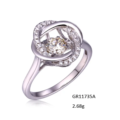 Grace Jewelry Interlocking Dancing Zirconia 925 Silver Ring Earings Bracelet and Necklace Fine Jewelry Jewelry Sets