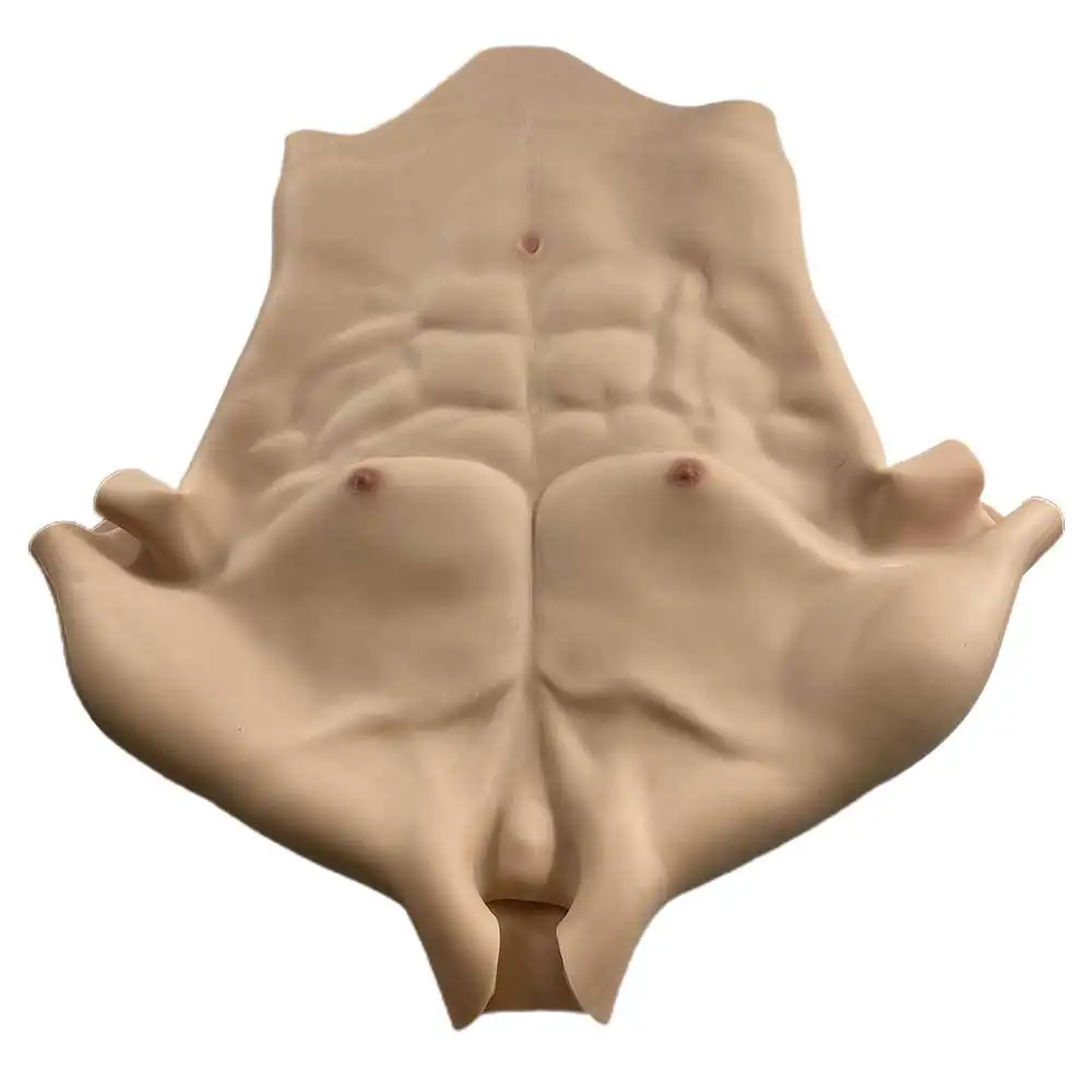 Cosplay Robust Belly Muscle Silicone Muscle Suit Forms Macho With Clavicle For Crossdresser Halloween Masquerade Disguise