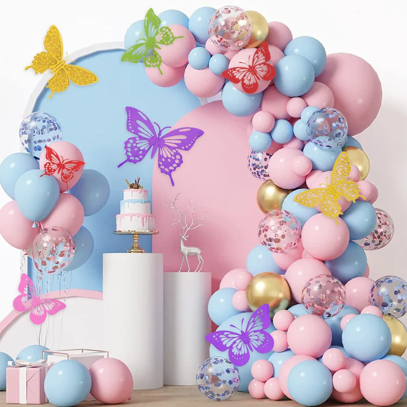 Red hollow butterfly wall with 3d three-dimensional butterfly wedding decoration stickers