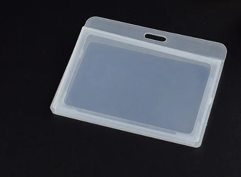 Horizontal Plastic Transparent Staff Working ID card Case Waterproof Name Badge Holder for school
