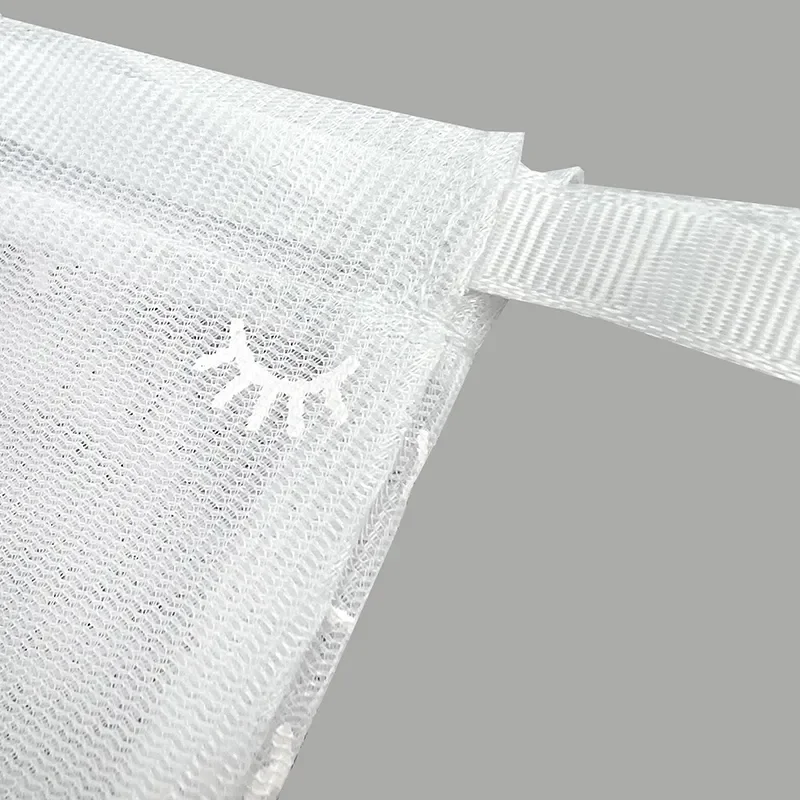 Custom allover printing logo polyester mesh drawstring laundry wash bag