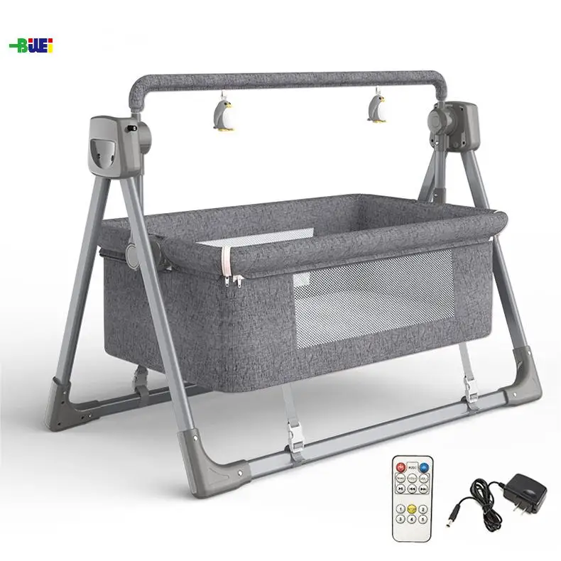 Modern 3-in-1 Adjustable electric alloy Baby bed Bassinet Rocking Infant Bedside Crib for Newborn for Living Room Bedroom Use