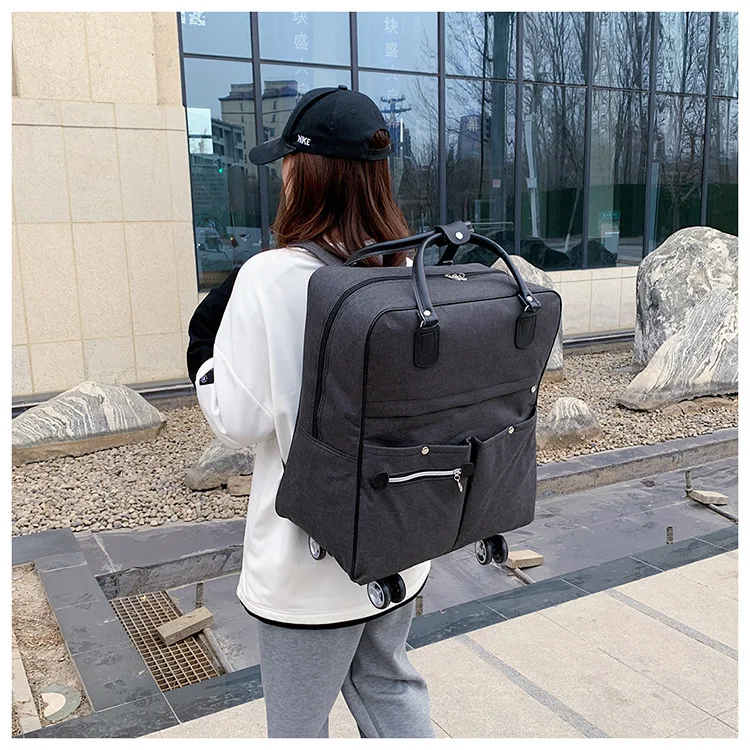 Short-distance travel bag printed logo large-capacity luggage boarding female light travel bag business trip male bag with pouch