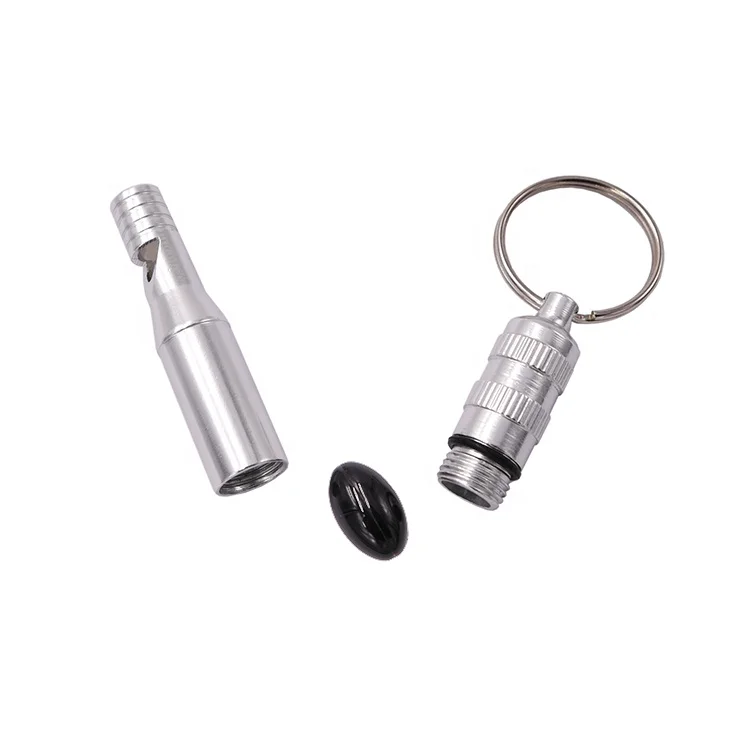 Outerdoor Emergency Whistle Pill Case Holder Wristlet Alarm Window Breaker Alarm Aluminum Emergency Survival Whistle Keychains