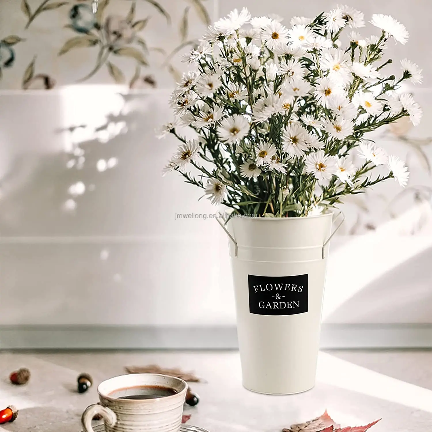 Galvanize Metal Flower Bucket Pot Metal Iron  Balcony Garden Florist Flower Pot Plant Planter  Flower Holders
