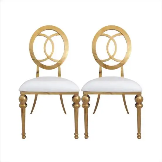 Luxury rose golden color wedding chair wedding golden stainless steel chair with back pattern