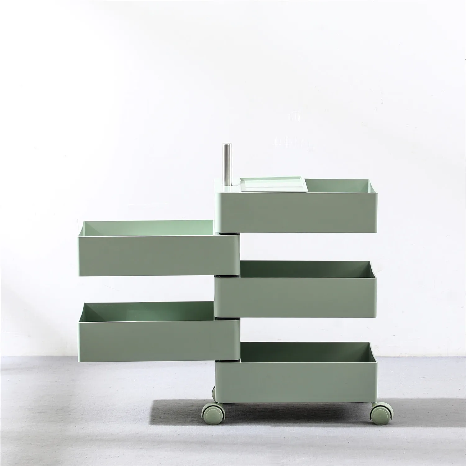 Scandinavian Home Furniture Space Saving Storage Plastic Abs Coffee Side Corner Bedside Table With Swivel Wheels for living room