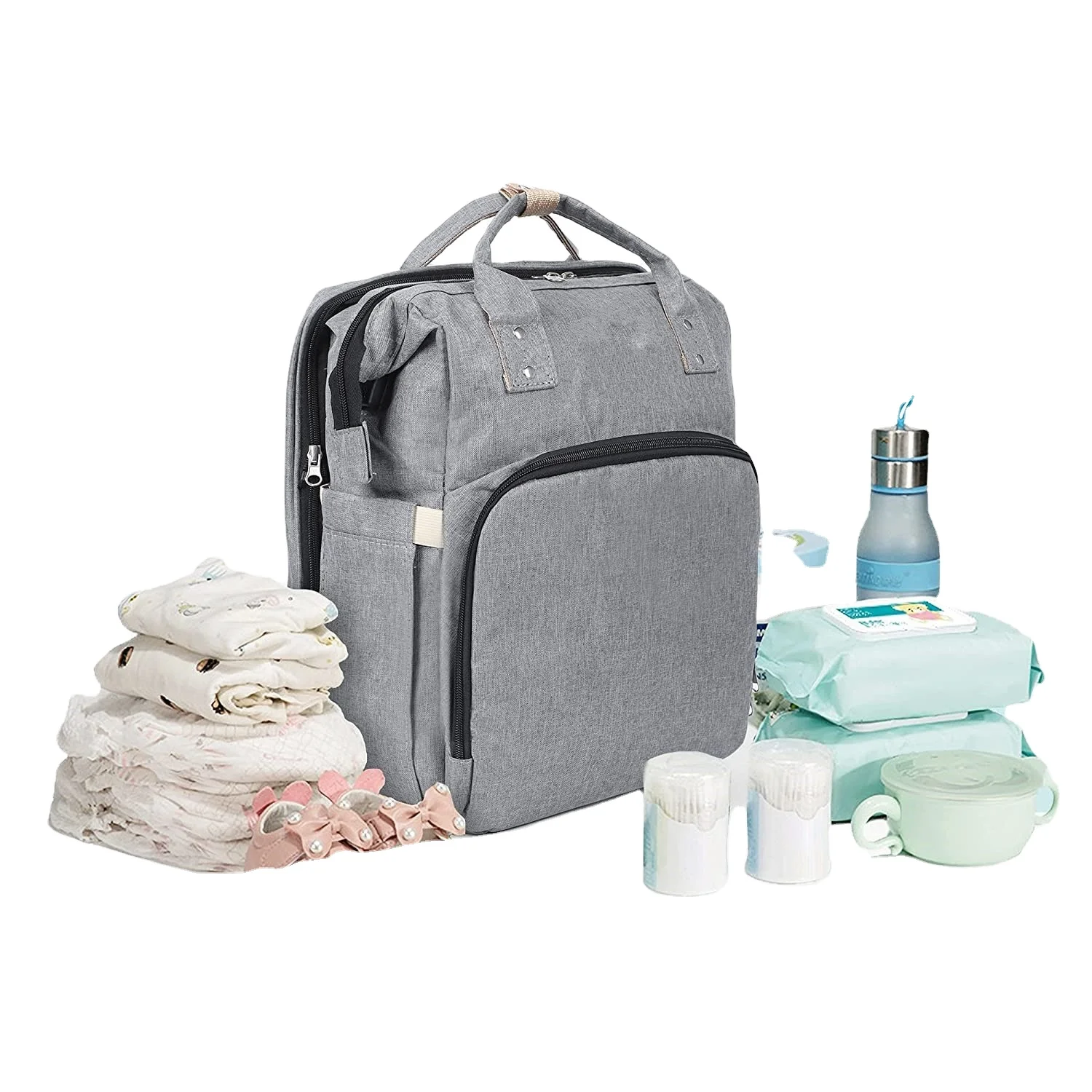 Бесплатный образец, Детская сумка с пеленальной станцией, детский дорожный рюкзак с люлькой, портативные ремни для коляски, большая емкость