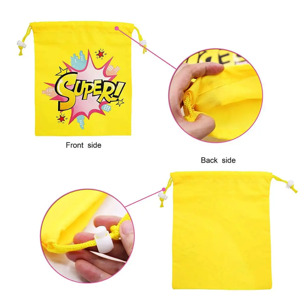 Eco-friendly Promotion Polyester Sublimation Recycled Superhero Party Shopping Favors Drawstring Bags