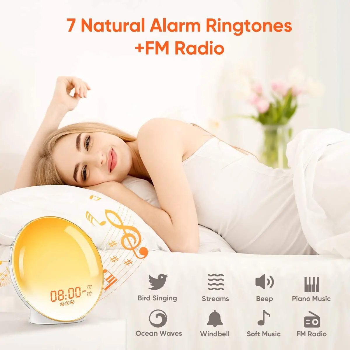 Wake Up Light Digital App Radio Led Alarm Clock Sunrise And Sunset