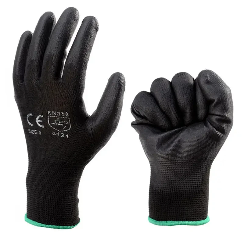 Factory Price Nylon Pu Coated Assembly Work Gloves With Polyurethane Coating Pu Dip Gloves For Work Touchscreen Gloves Pu