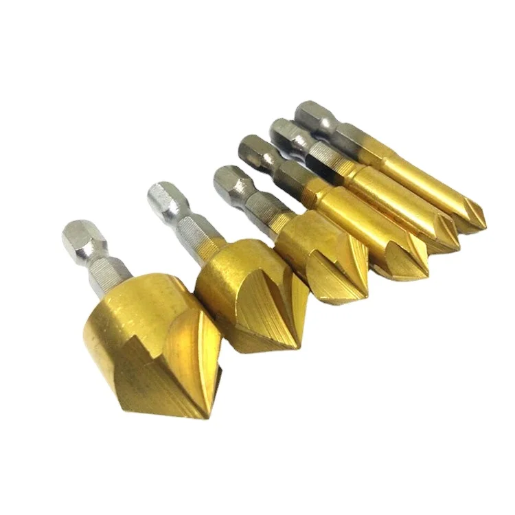 XWK Gold Diamond 82 Degrees Counter Angle  Cutter Countersink Drill Bit for Metal Cutting