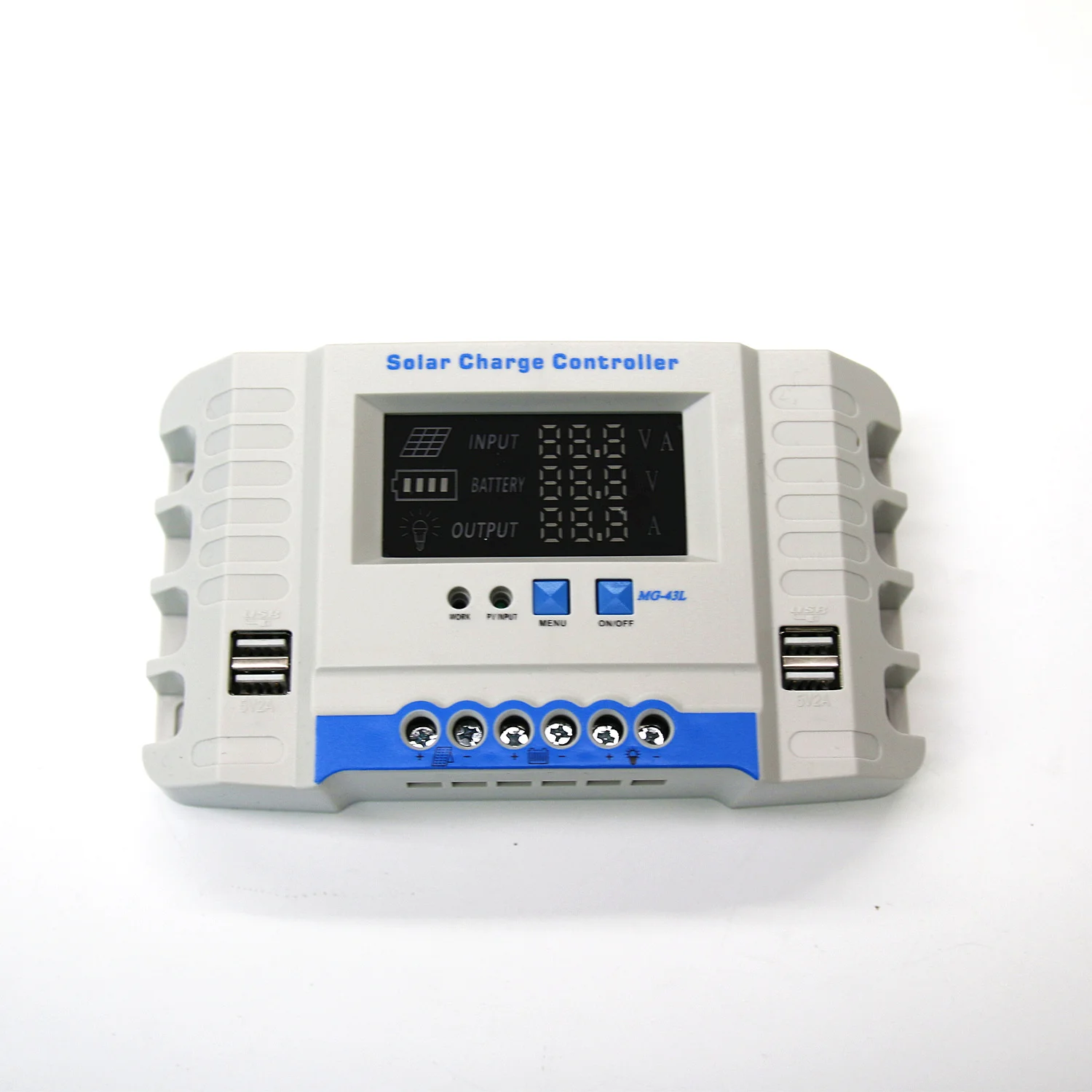 20A 12V 24V Solar Charger Controller Automatic Identification PWM With LCD Color Screen Display and Two Sets of USB