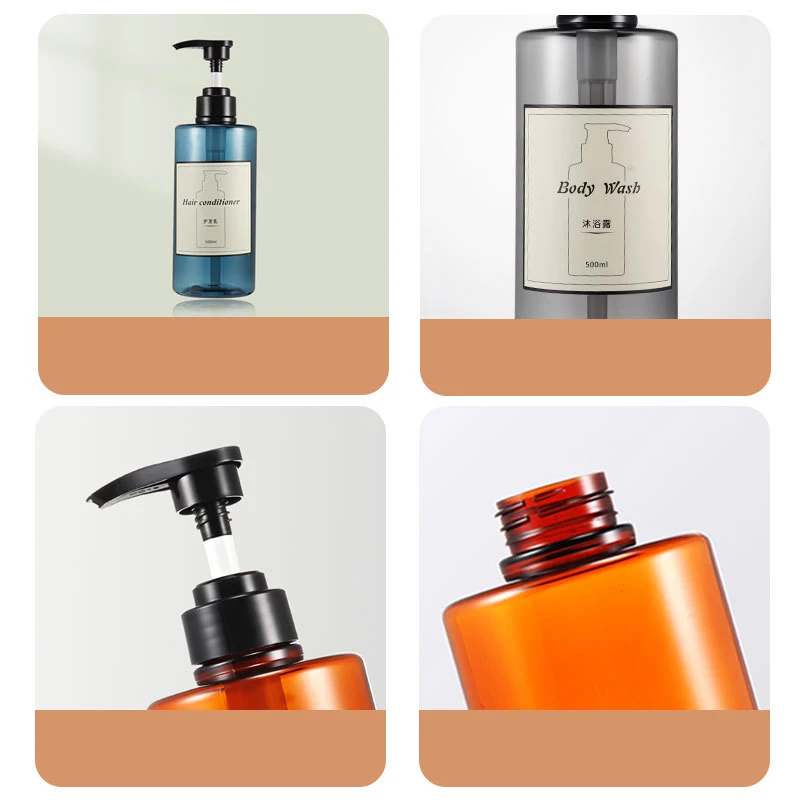 250Ml 8Oz 10Oz Push Type Pet Empty Lotion Pump Cosmetic Bottle With Pump Dispenser For Shampoo Packaging