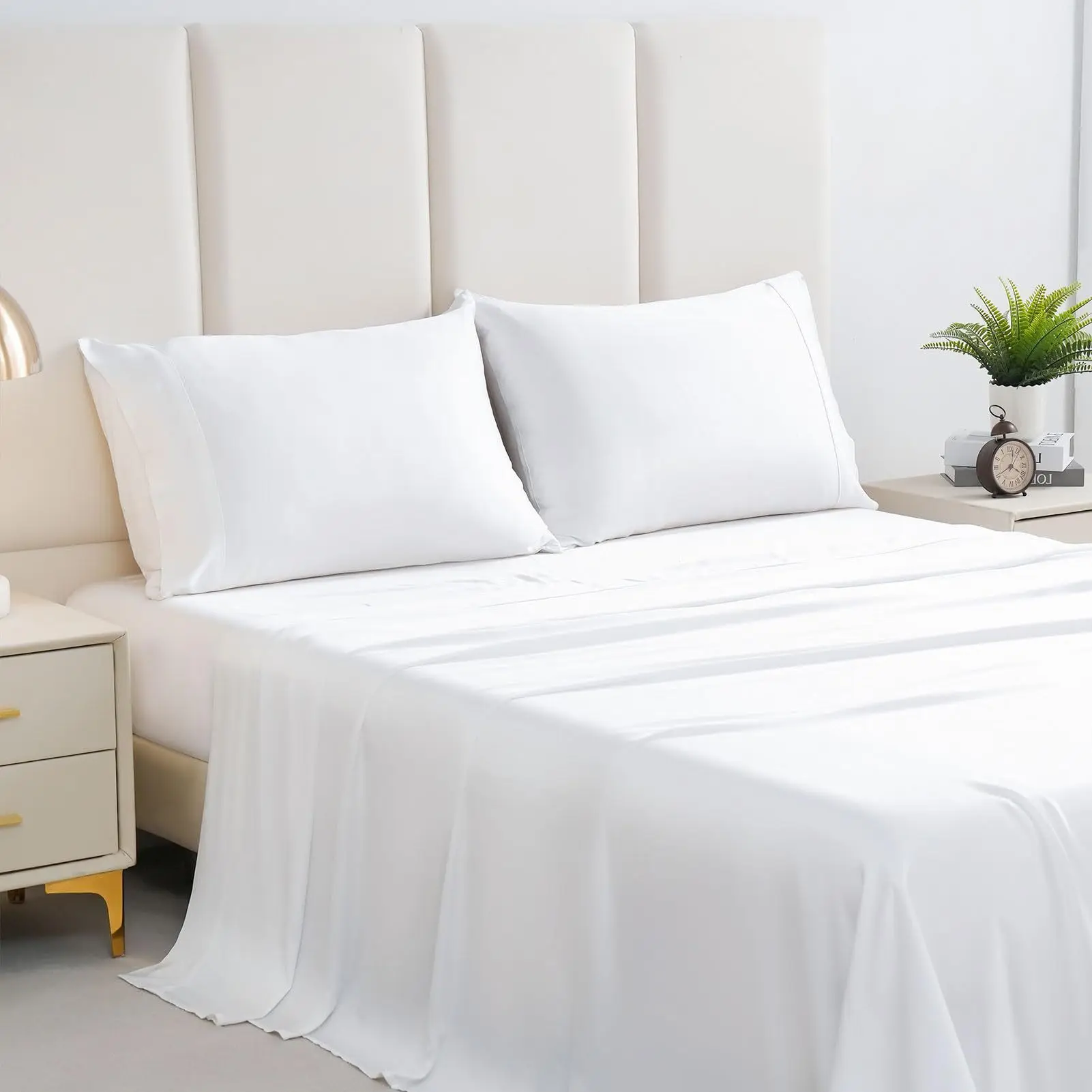 Wholesale King size bed sheets 80gsm brushed microfiber white bedding set 6pcs for bedroom hotel bed  count sheets