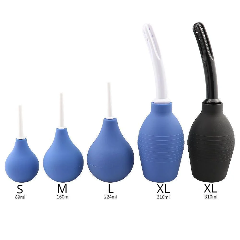 Free Custom Box - Enema Rectal Shower Cleaning System Silicone Gel Blue Ball For Anal Anus Colon Plug