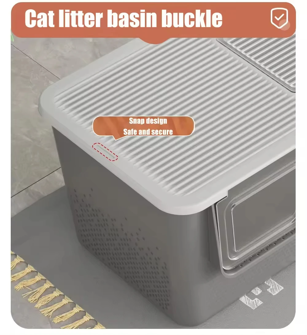 MMG Cleaning Plastic  Entrance Splash-Proof Cat Litter Box Cat Litter Box Foldable For Cats