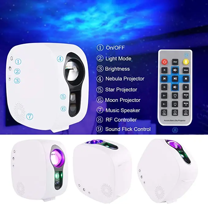 Star Projector Night Light, 3-in-1 Galaxy Projector, Star Light Projector for Kids 16 Customized Nebula Effects Music Lamp