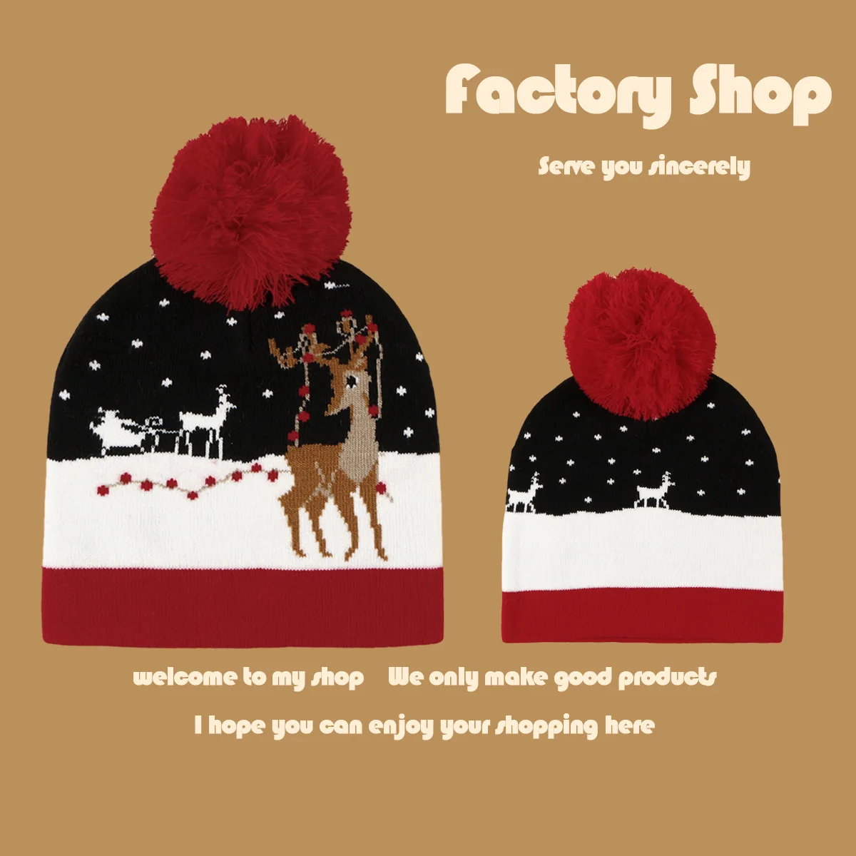 Christmas Pattern wool hat vintage British Style fashion cotton knitting hat with pom pom outdoor winter hats Wholesale