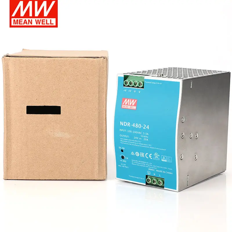 Meanwell NDR-480-24 480 Вт 24Vdc 220Vac 110Vac одномодовая рейка класса 2 Din 24 вольт 20 Ампер импульсный источник питания