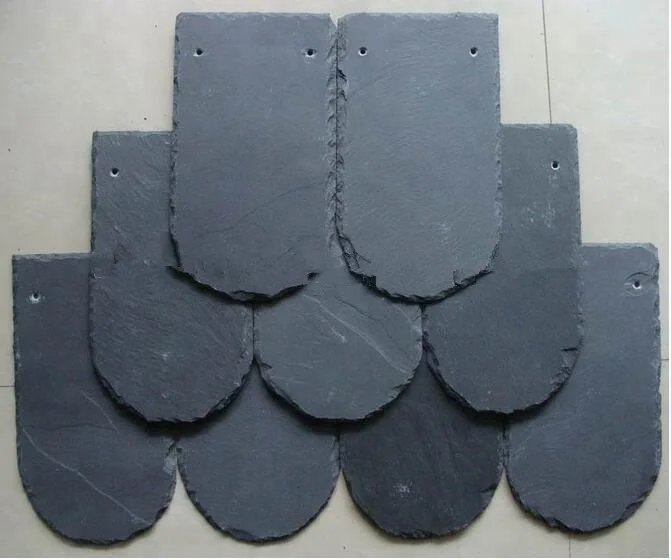Chinese rectangle arc black split surface slate for roofing prices natural slate roof tiles