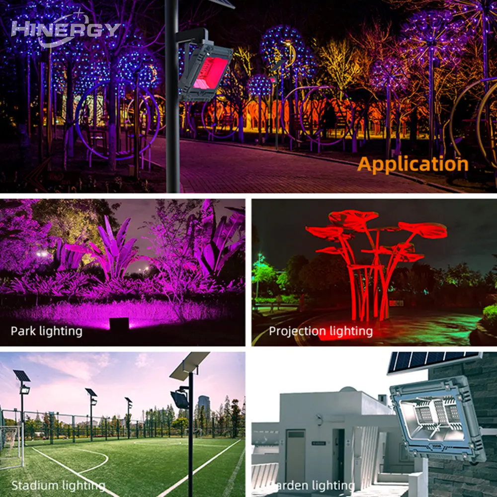 Hinergy Outdoor Floodlight Ip66 Waterproof 100w 200w 300w 400w 500w Led Solar Flood Light
