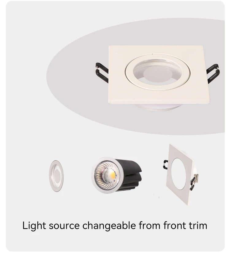 Aluminum Led Downlight Housing MR16 GU10 lamp Recessed IP44 Square White led Spot Light frame