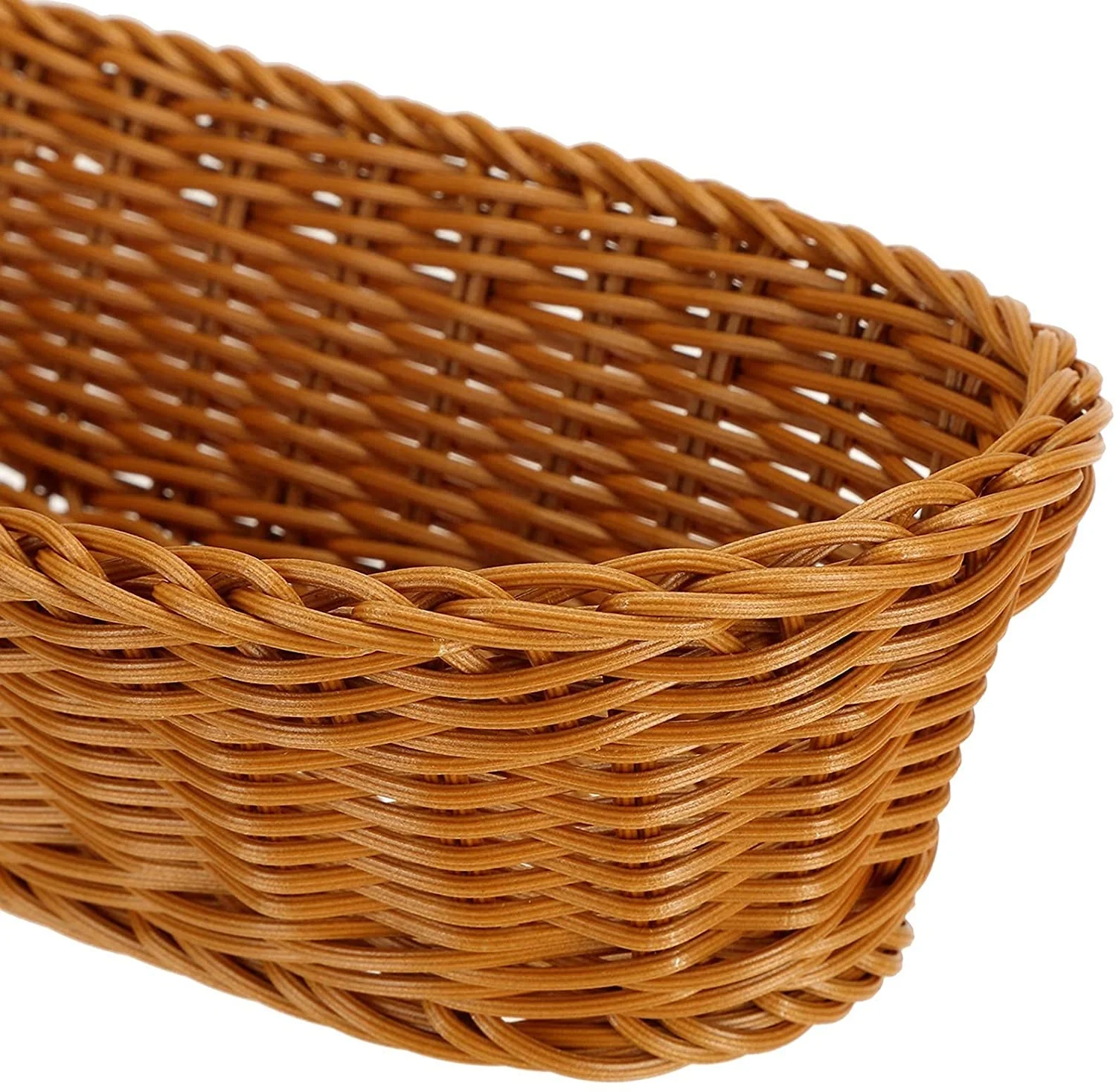 Wholesale Hand-woven Customs Supermarket Display Fruit and Vegetable Storage Display Square PP Plastic Rattan Basket Tray