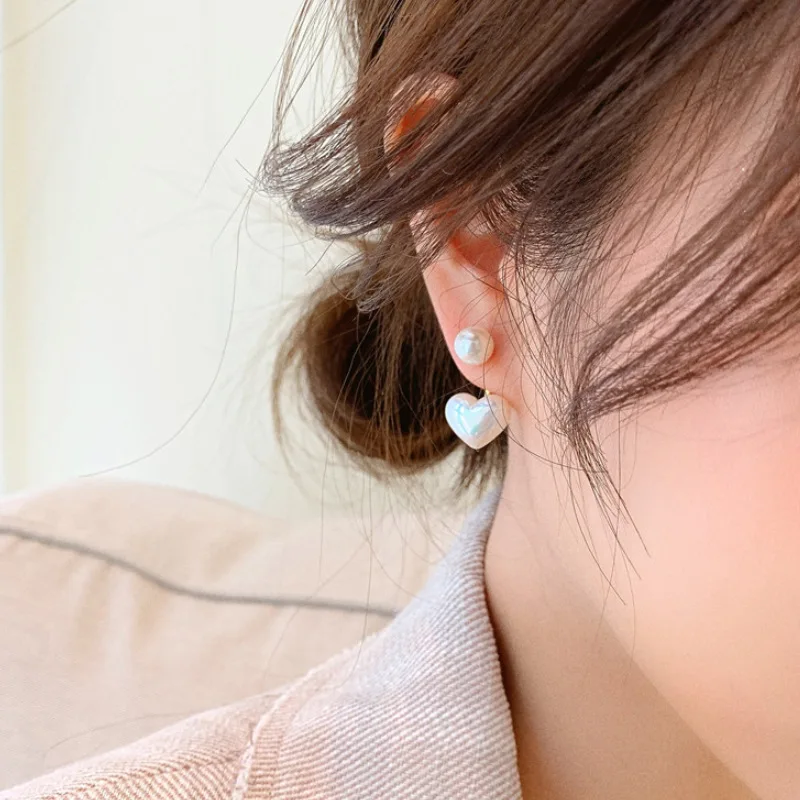 2020 New fashion fine sweet elegant temperament korean imitation pearls heart earrings