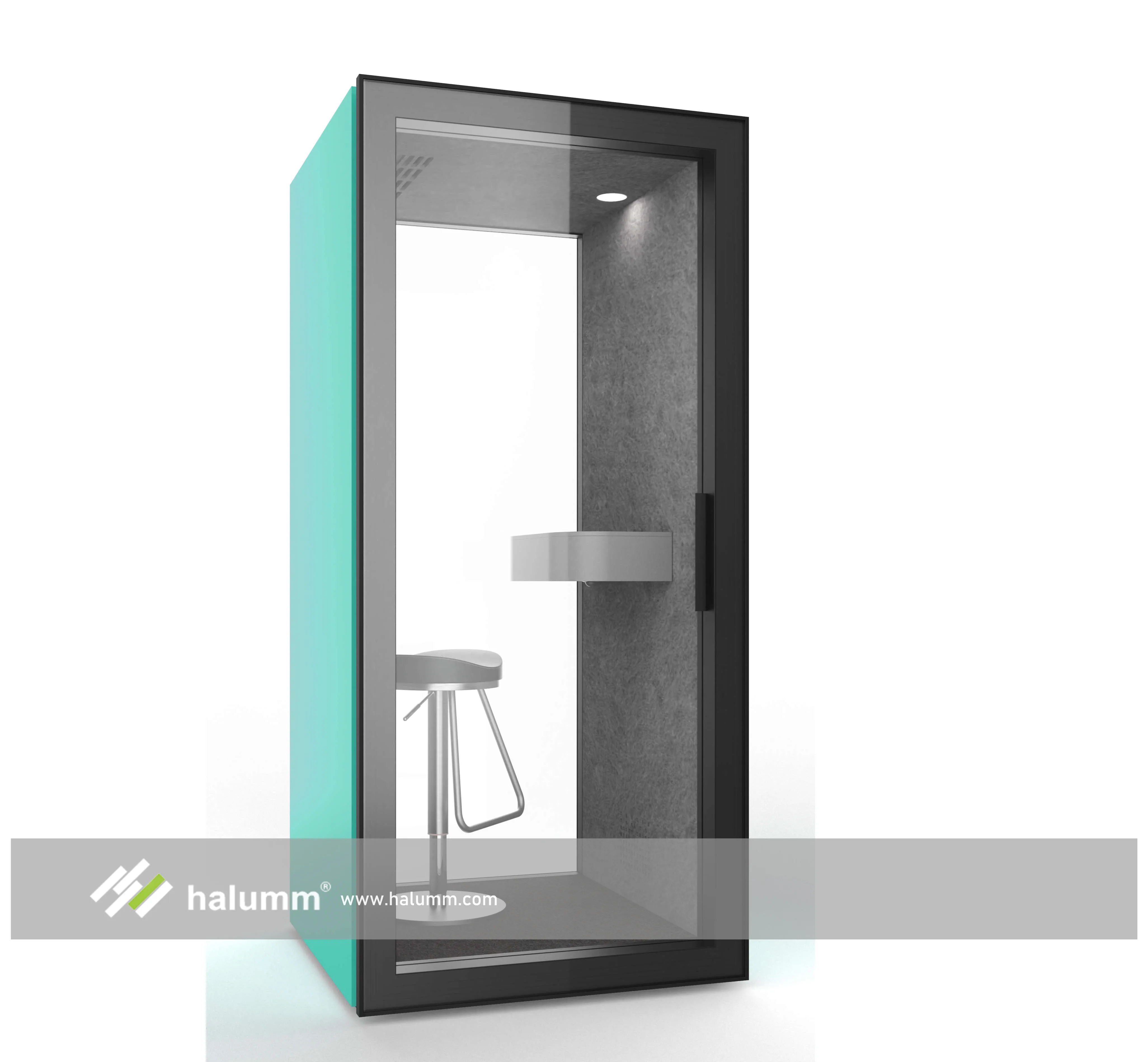 hicube Glass door Double Glazed prefab phone booth  with sensor lighting office privacy pod
