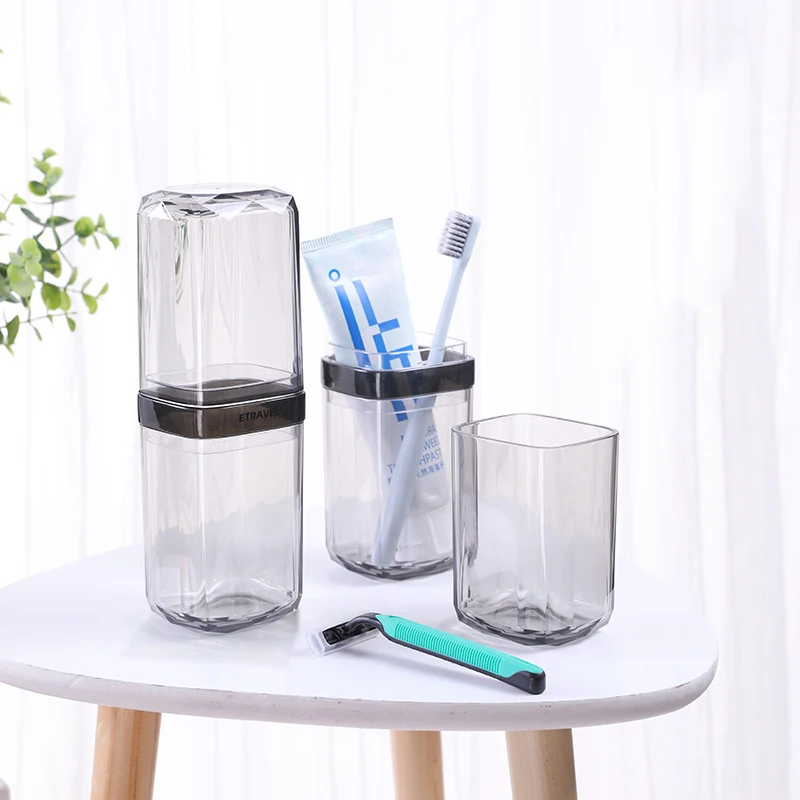 Transparent travel kit can carry toothbrush cup ABS material travel tooth mug